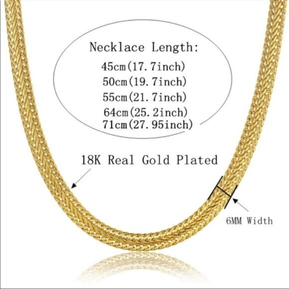 18K Gold Plated Unisex Set of Necklace and Bracelet - Picture 3 of 5